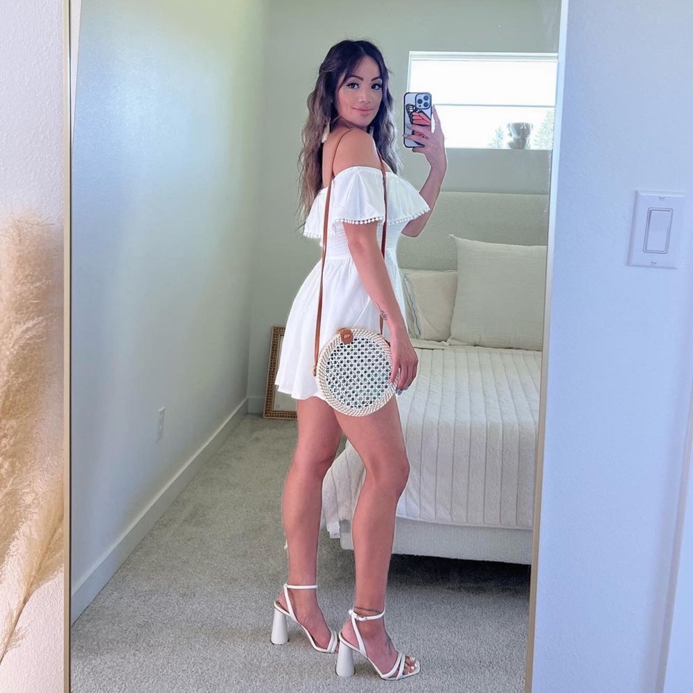 White off the shoulder romper